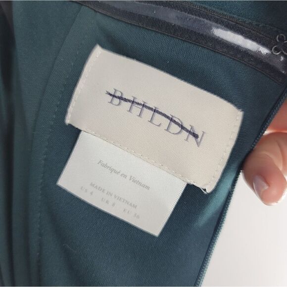 Bhldn crepe green Thompson dress - Picture 2 of 9